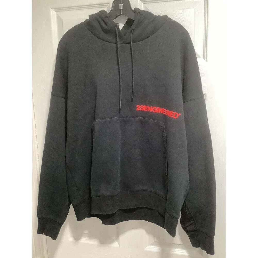 Jordan ENGINEERED Hoodie Hooded Sweatshirt Black Sz Large 23 Flight Long Sleeve